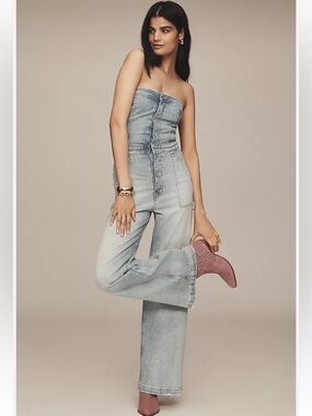 Hudson Jeans Light Blue Strapless Denim Jumpsuit NWT size 25